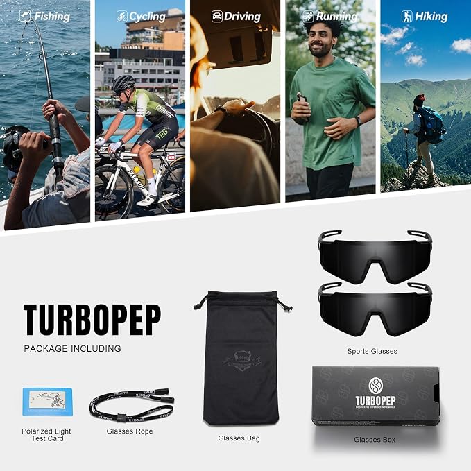 Polarized Sports Sunglasses for Men and Women,Fishing Cycling Mountain Bike Baseball Sunglasses with UV Protection