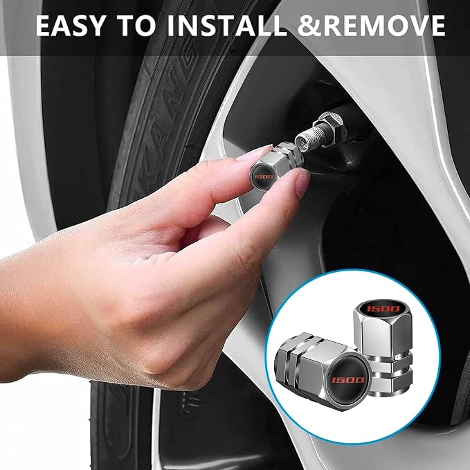 Aluminum 4pcs Tire Valve Cap Cover Set Compatible with Ram 1500 Tire Valve Stem caps fiit for Ram 1500 Car Accessories Decor. (Silver-for-1500)