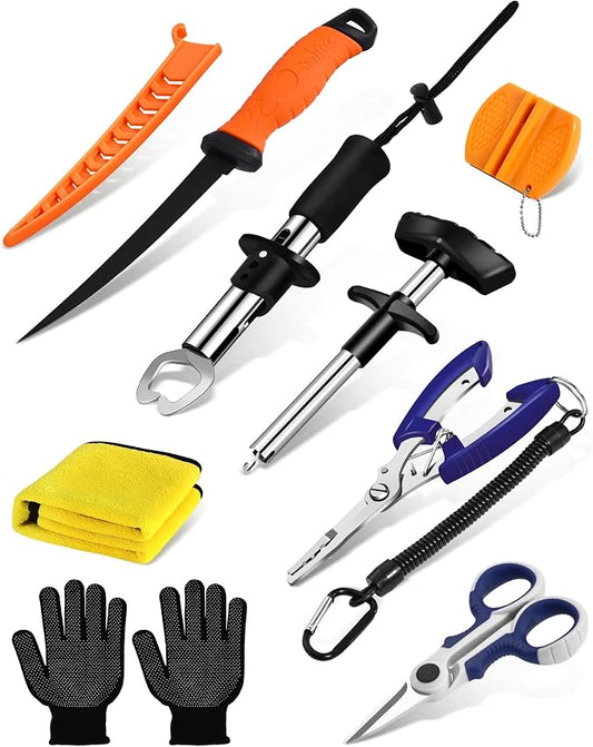 Fish Lip Gripper，Fishing Split Ring Pliers，Fish Hook Remover Tool Kit，Fishing Gear Gift for Men，Saltwater Line Cutting Fishing Tackle，Accessory Set