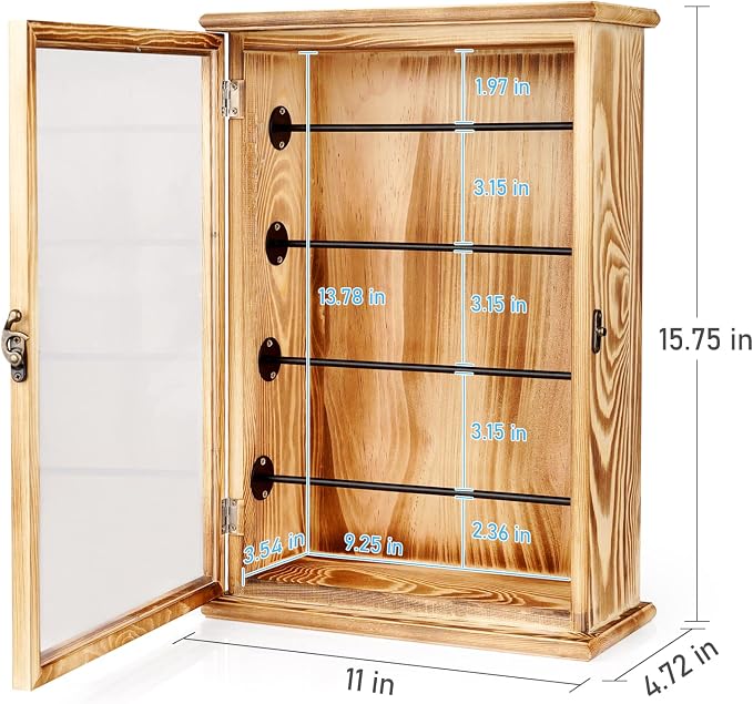Fishing Lures Storage Display Case Wall Cabinet Tackle Box Organizer Fishing Gifts for Men with Door and Lockable for Study Room, Collection Room, Office, Garage