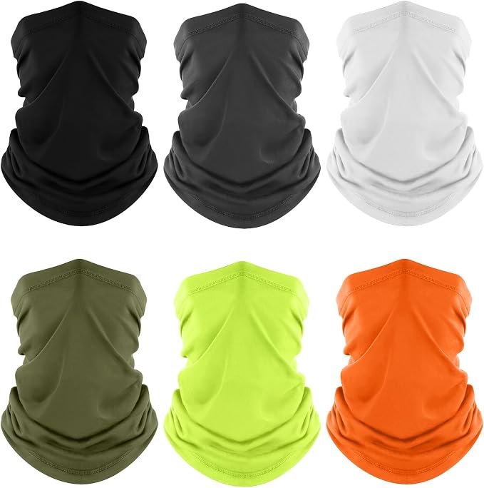 Fuinloth Neck Gaiter, 6 Pack Cooling UV Protection Bandana Face Mask Gator Scarf for Men Women