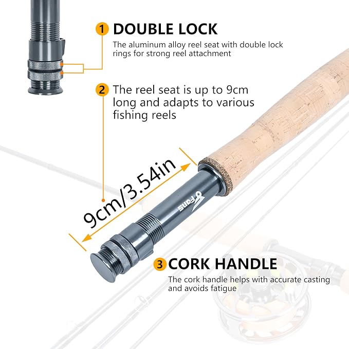 8 Fans Fly Fishing Rod and Reel Combos with 4-Sections Portable Fly Rod and CNC-machined Aluminum Alloy Fly Reel,Fly Fishing Complete Starter Package