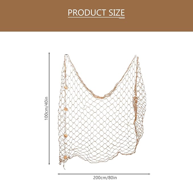 WINOMO Decorative Fishing Net Decor Natural Fish Net Party Decoration Fish Net Decoration for Wall Home Decoration Photographing Accessory, 80x40 inch