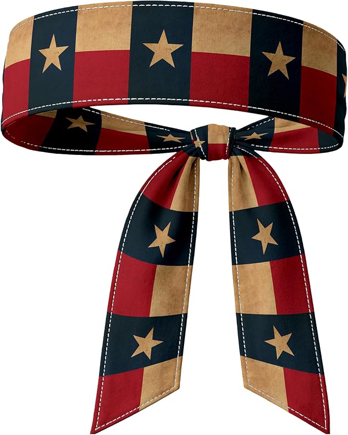Tie Headband for Women & Men, Flag Patterned Sports Sweatband Head Wrap, Hair Bandana Accessory, 40" x 2.4"