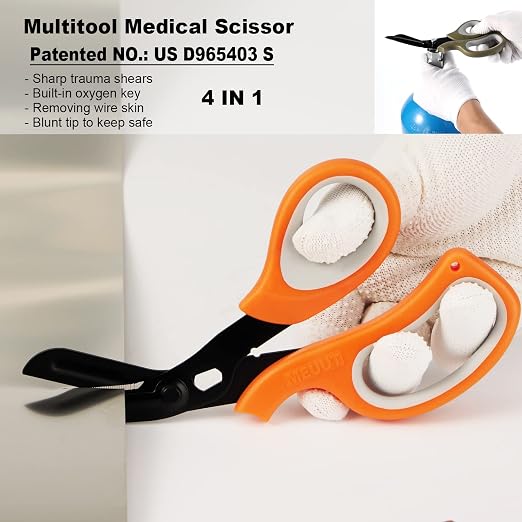 MEUUT 2 pcs Medical Scissors Trauma Shears for Left and Right Hand-8 inches Bandage Scissor Heavy Duty, Surgical Grade Shears Stainless Steel EMT Scissors for Doctors Nurses EMT Workers