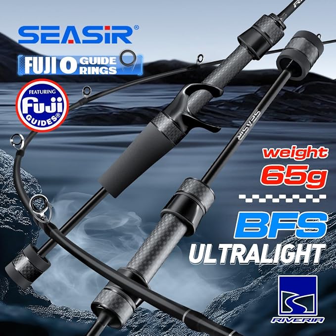 SEASIR Riveria Ultralight Fishing Rod, BFS Spinning Baitcasting Rod, 40T Carbon Fiber Baitcaster Rod, 10 Piece Casting Rod for Freshwater Bass Trout, Fuji O Ring Guide, EVA Handle, Fast, Black