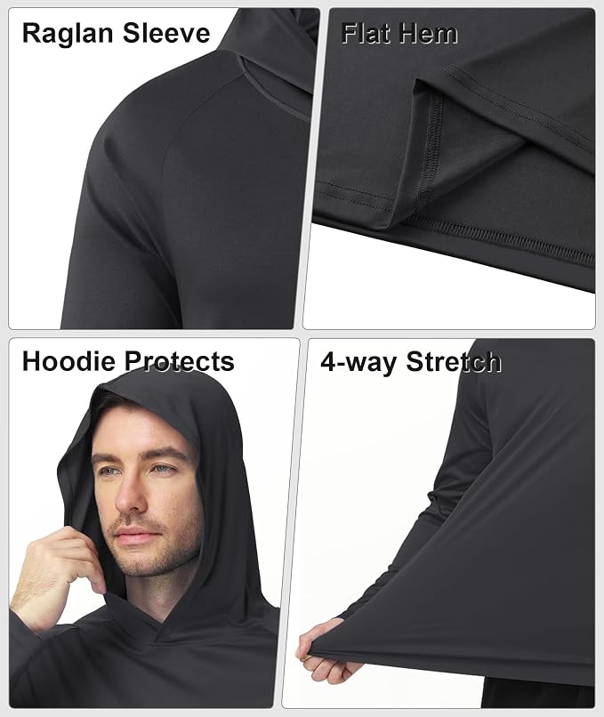 ZITY 5 Pack Mens UPF 50+ Hoodie Shirts Sun Protection Fishing Shirt Fast Dry Lightweight for Athletic Hiking Workout