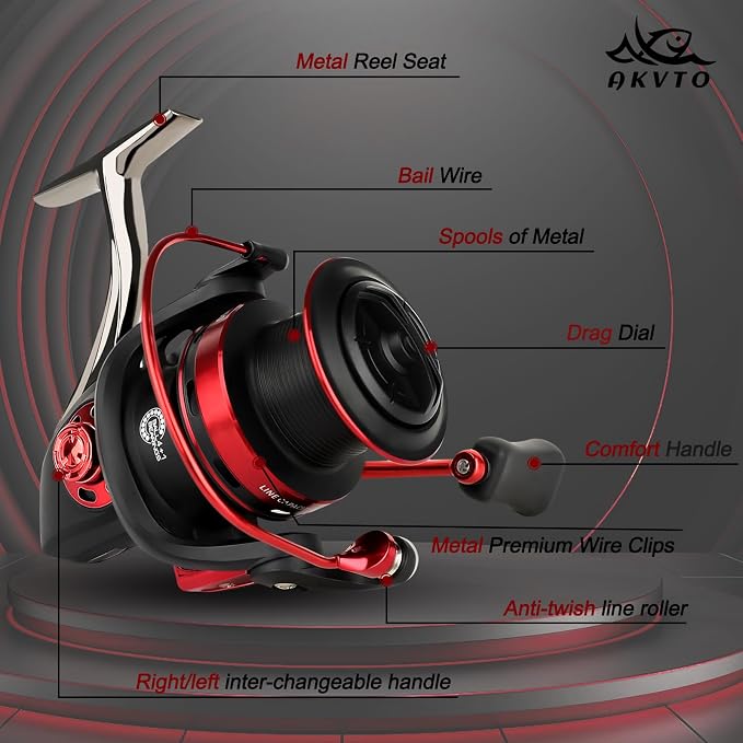 DE-6000 Spinning Reel – 4+1 Precision Ball Bearings, 5.2:1 Gear, Instant Anti-Reverse, CNC Rubber Knob Handle, Forged Aluminum Spool, Reversible Handle – Fresh & Saltwater