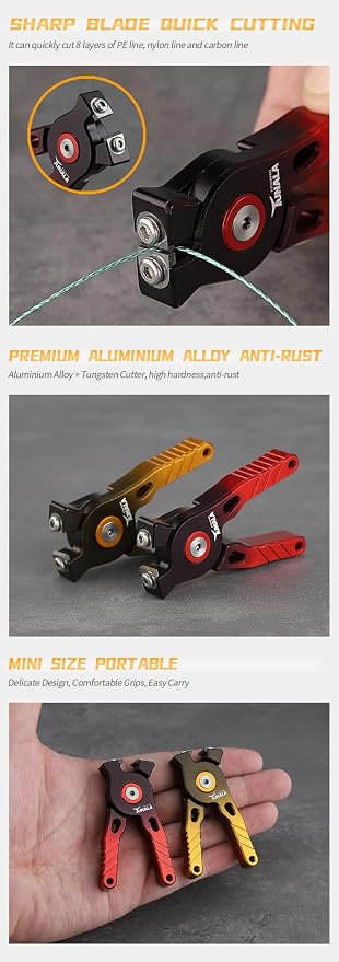 mpeter Tungsten Carbide Fishing Line Cutter Portable Mini Fishing line Clipper Nippers Quick Line Cutter Tungsten Alloy Fishing Tool