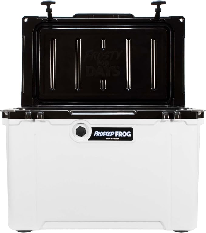 Frosted Frog 54 Qt Hard Cooler, Lightweight Made in USA Insulated Ice Chest | 30% lighter than rotomolded coolers; 54-quart hardside for camping, fishing, boating, beach, BBQ, tailgating & drinks