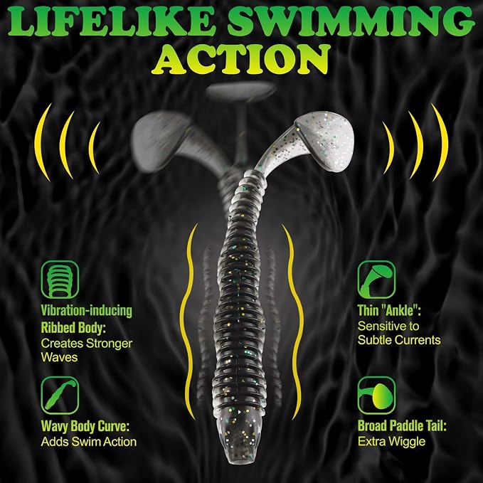 LUCKYFISHING Paddle Tail Swimbaits 10/16/20 PCS Fishing Lures Soft Plastic Lures for Trout Crappie Walleye Soft Baits for Bass Fishing Freshwater Saltwater 4.1/3.5/3/2.5 Inch