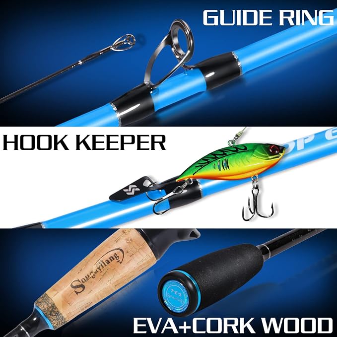 Sougayilang Fishing Rod and Reel Combo, Medium Heavy Fishing Pole with Baitcasting Reel Combo, 2-Piece Baitcaster Combo