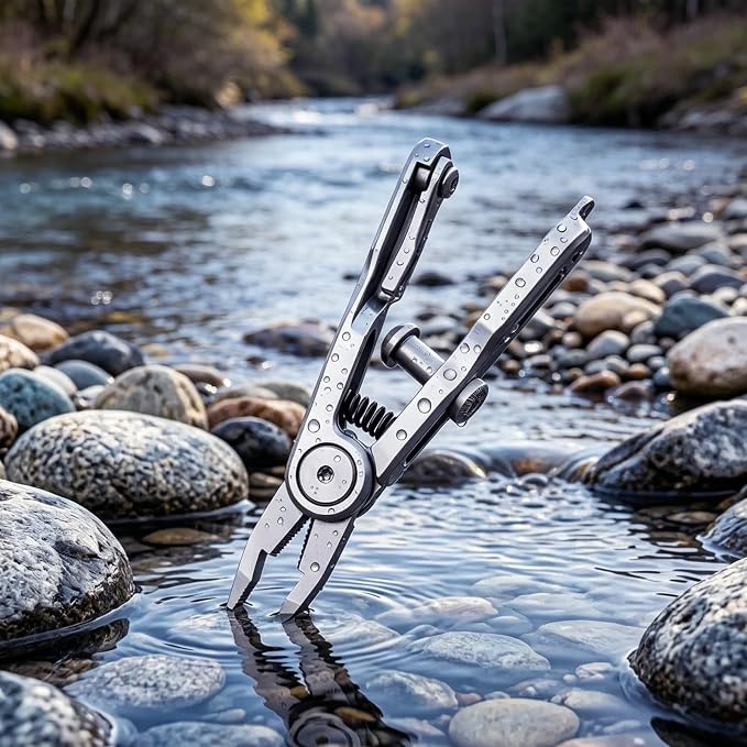 Fishing Line Cutter, 5-in-1 Multi-Tool with Stainless Steel Clippers for Braided, Mono & Fluoro,Split Ring Opener,Knot Tying Aid,Hook Eye Cleaner, and Retractable Lanyard, Compact Pliers for Anglers