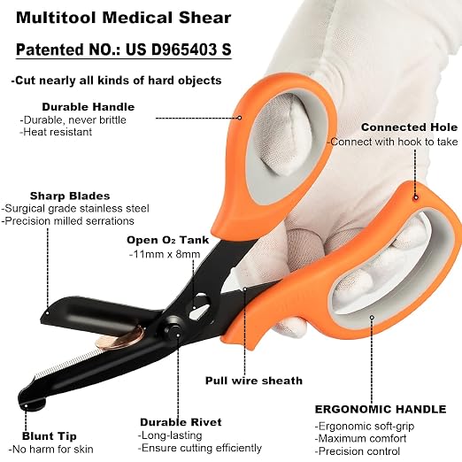 MEUUT 2 pcs Medical Scissors Trauma Shears for Left and Right Hand-8 inches Bandage Scissor Heavy Duty, Surgical Grade Shears Stainless Steel EMT Scissors for Doctors Nurses EMT Workers