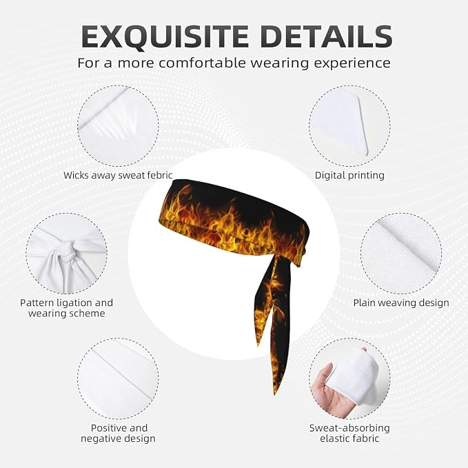Sports Tie Headbands for Men Women, Adjustable Ninja Karate Head Band Headband for Basketball, Running, Tennis, Yoga