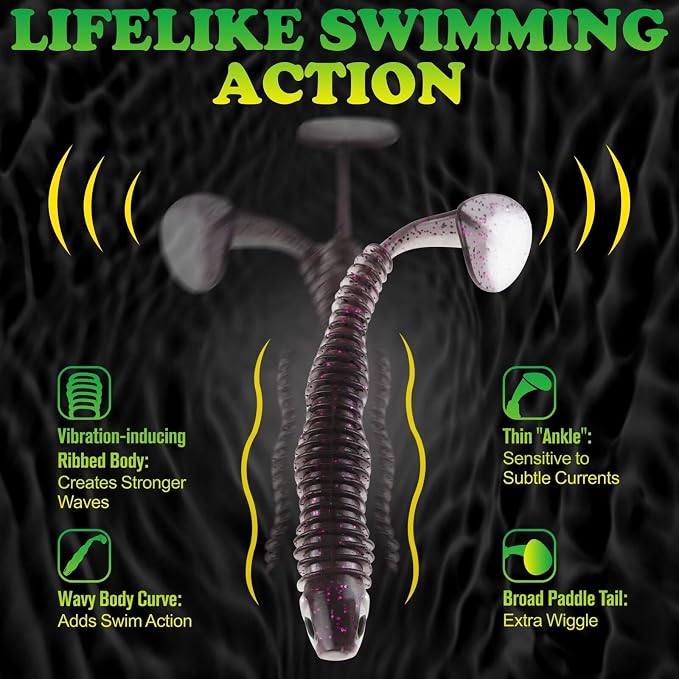 LUCKYFISHING Paddle Tail Swimbaits 10/16/20 PCS Fishing Lures Soft Plastic Lures for Trout Crappie Walleye Soft Baits for Bass Fishing Freshwater Saltwater 4.1/3.5/3/2.5 Inch
