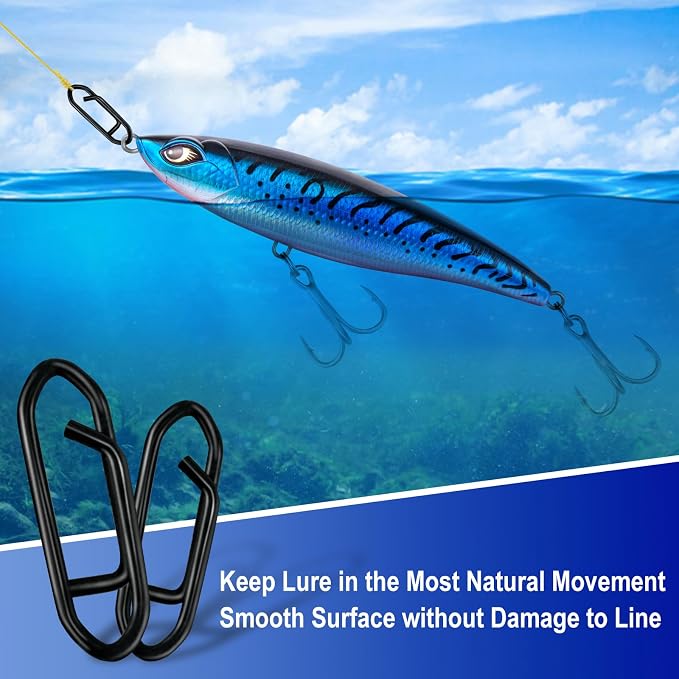 Alwonder 50-Pack Fishing Stealth Power Speed Clips, High Strength Stainless Steel Speed Clips for Fishing Lures Quick Change, Freshwater Saltwater Crankbait Popper Lures Quick Snap Connector