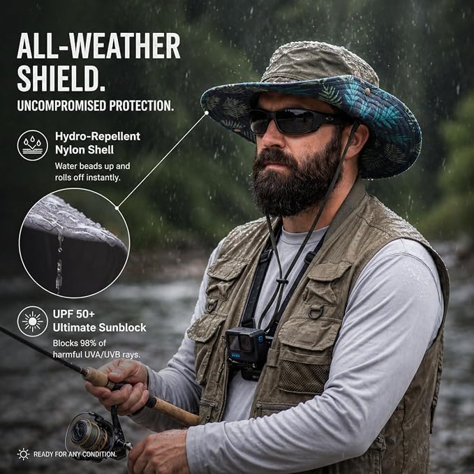 TOP-EX UVCoolix™ Cooling Touch Breathable UPF50+ Waterproof Wide Brim UV Protection Sun Hats Big Head XL XXL