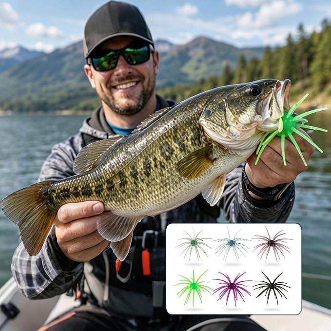 6 Pcs Soft Urchin Lures Fishing Saltwater Slow Floating Lures for Bass Trout Crappie