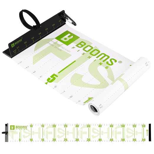 Booms Fishing 59" Fish Ruler: Foldable Fishing Ruler - Waterproof Fish Measuring Tape with Bump Board - Saltwater Fishing Measuring Tool for Angler, RL4 Green with White