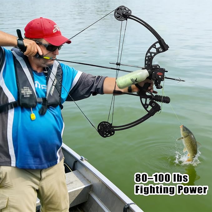Bottle Style Bowfishing Reel for Recurve & Compound Bow, Zero-Drag One-Handed Operation Fishing Reel Kits with 40M 100 Lbs Dacron Line Complete Set with Mounting Screws