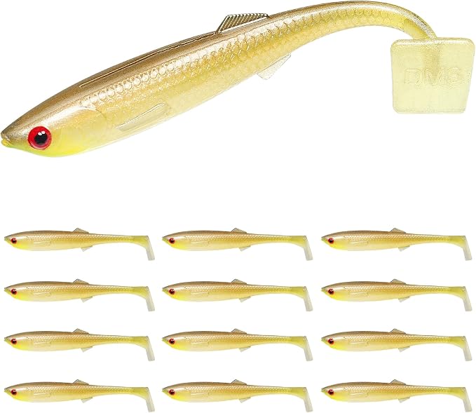 TRUSCEND Shadtale Easy Catch Soft Fishing Lures, Unique Vibration and Action for Various Rigs, Paddle Tail Swimbaits Trailer for Bass, Trout, Crappie, Walleye, Redfish, Saltwater & Freshwater Fishing