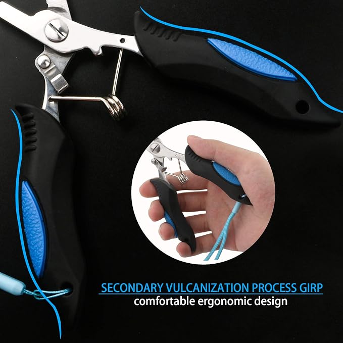 mouhike Fishing Pliers Long Nose Stainless Steel Fish Hook Remover Braid Cutters Split Ring Fish Pliers with Lanyard Fish Holder Ice Fly Fishing Gear Freshwater Saltwater Fishermen Gift