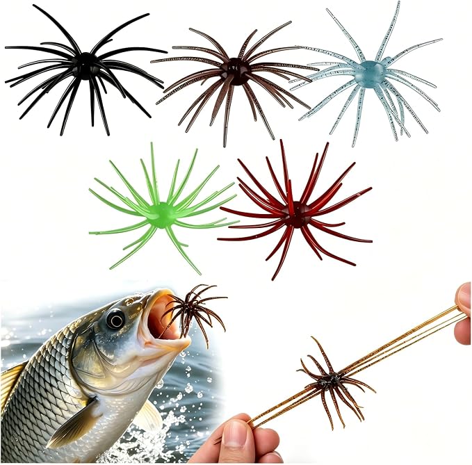 Tentacle Fishing Lure,Dice Bait Soft Plastic Swim Bait,Sea Urchin Lure,for Drop Shot,Weird Fishing Rig,Trout Sea Bass Mandarin Fish Catfish Slow Sinking Soft Lure 2.36 in,3.9 in and 4.3 in.
