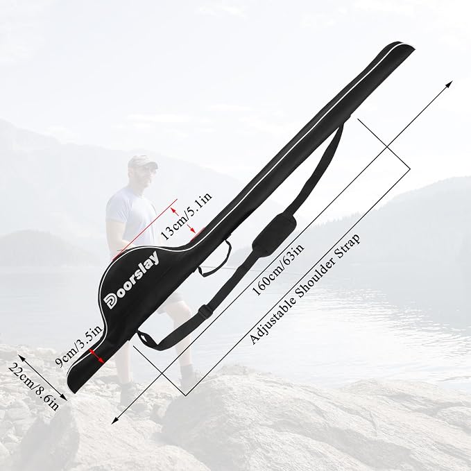 Fishing Rod Bag - 63 Inch Rod & Reel Protective Case, Portable Folding Pole Case, Waterproof Tackle Storage & Organizer