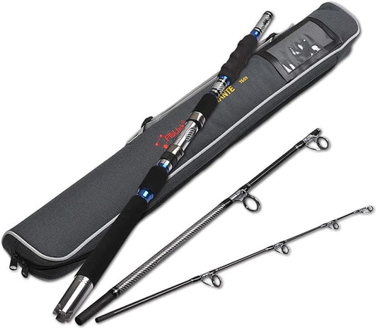 Fiblink 3-Piece Spinning Rod Heavy Spinning Fishing Rod Portable Fishing Rod Graphite Spin Rod (30-50 Pound Test)