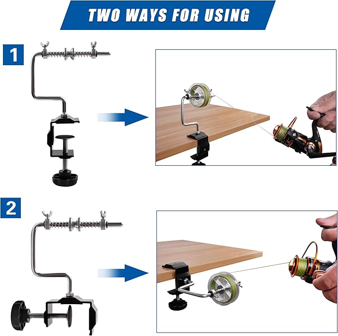Fishing Line Spooler Portable Fishing Line Winder Spooler Machine Adjustable Stable Reel Spooler with Clamp Spooling Station System for Spinning Casting Reels
