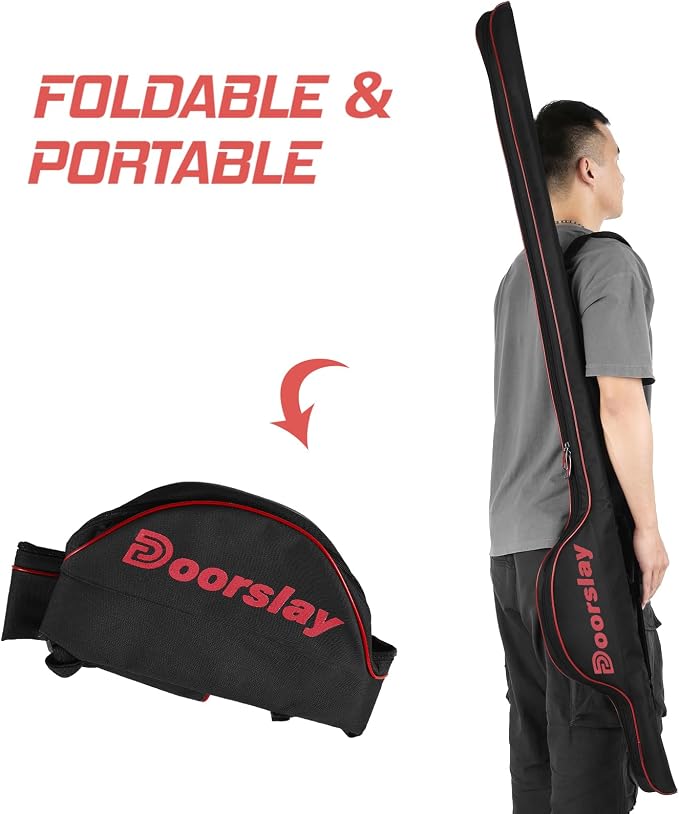 Fishing Rod Bag - 63 Inch Rod & Reel Protective Case, Portable Folding Pole Case, Waterproof Tackle Storage & Organizer