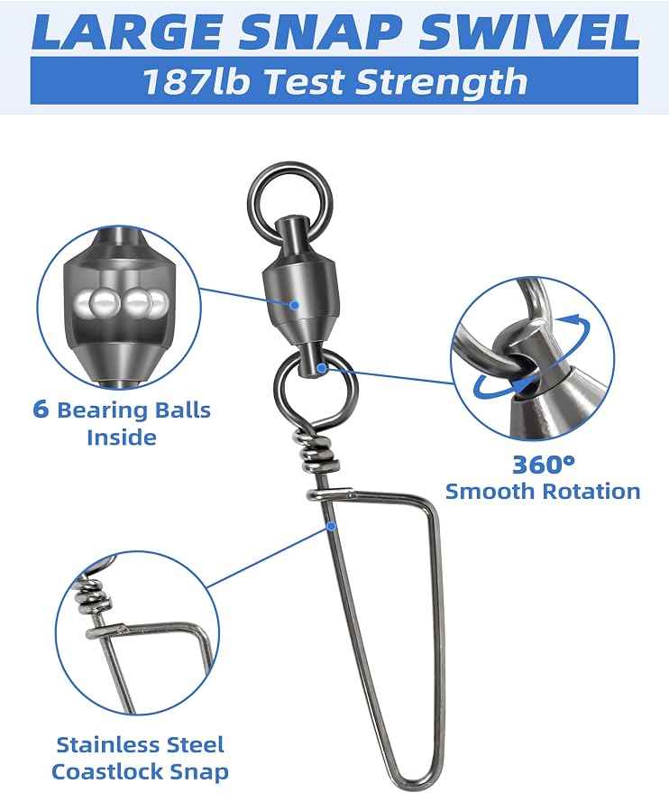 BLUEWING High Speed Wahoo Trolling Shock Leader with 25ft 250lb/300lb/400lb Mono Line and Stainless Steel Large Snap Swivel for Saltwater Fishing