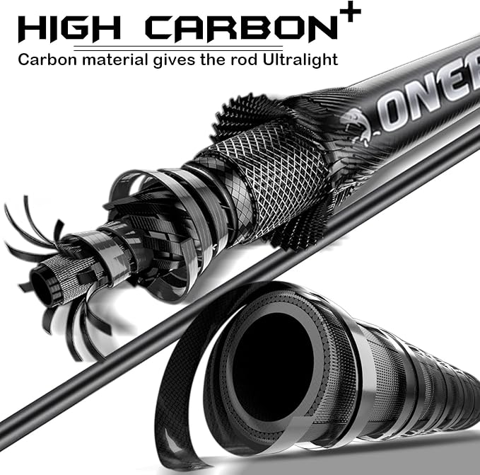 One Bass Fishing Rod and Reel Combo, Medium Fast Baitcasting Combo, 24-Ton Carbon Fiber 2 Pieces Fishing Poles with Baitcaster Reel Super Polymer Handle