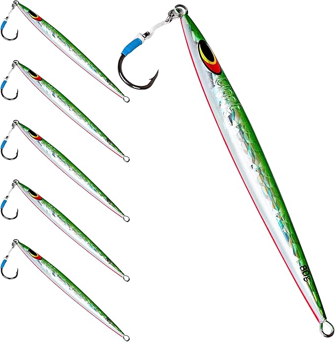 UMT Sand EEL 80g Offshore Fishing Jigs - Multi Species. Packs: 1, 5, 10. Green, Pink. Pro-Grade.