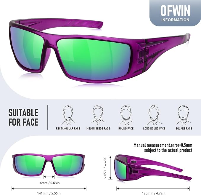 Polarized Sports Sunglasses for Men Women Unbreakable Frame Cycling Fishing Wrap Around Sunglasses UV400 Protection