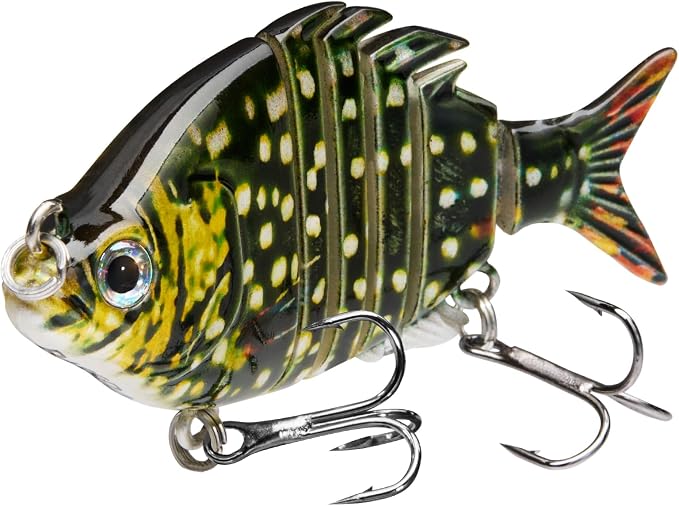 Bassdash SwimPanfish 0.34oz Hard Swimbaits Multi Jointed Topwater Trout Bass Fishing Crank Lure for Freshwater and Saltwater