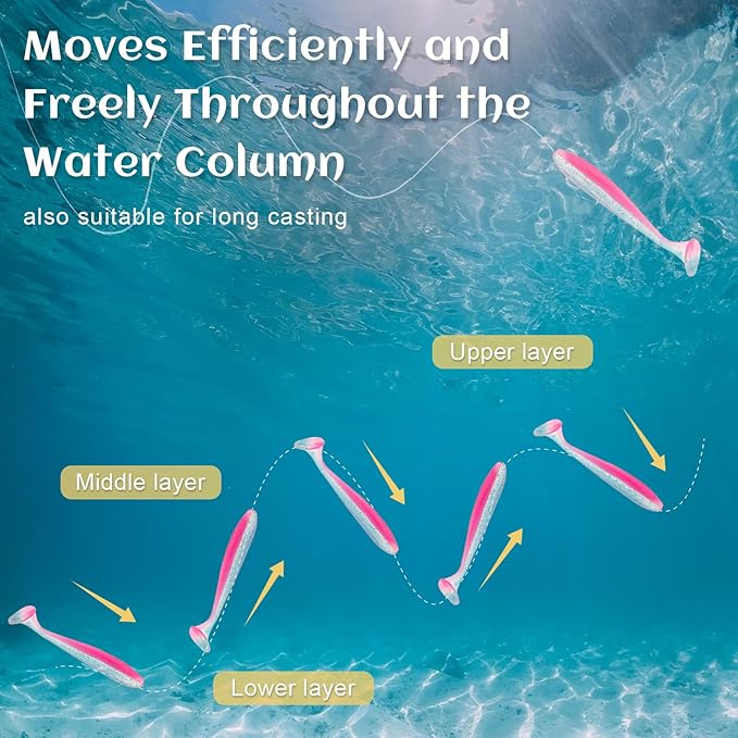 30pcs Soft Plastic Fishing Lures Paddle Tail Swimbaits Soft Baits Lure for Bass Crappie Trout Shad Freshwater Saltwater Fishing Mixed 3.5 Inch 4.7 Inch Swim Bait Kit with Box