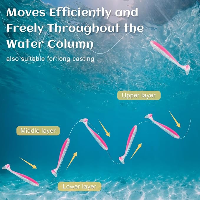 30pcs Soft Plastic Fishing Lures Paddle Tail Swimbaits Soft Baits Lure for Bass Crappie Trout Shad Freshwater Saltwater Fishing Mixed 3.5 Inch 4.7 Inch Swim Bait Kit with Box