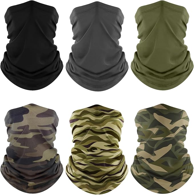 Fuinloth Neck Gaiter, 6 Pack Cooling UV Protection Bandana Face Mask Gator Scarf for Men Women