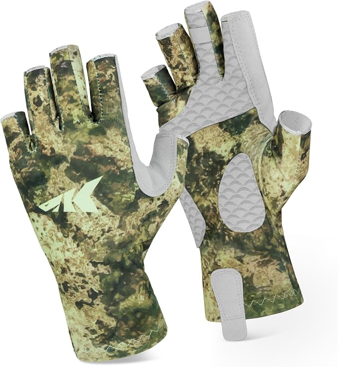 KastKing La Sal Fishing Gloves UPF50+ Sun Gloves UV Protection Fingerless Gloves Men Women for Outdoor, Kayaking, Rowing, Paddling, Canoeing, Hunting