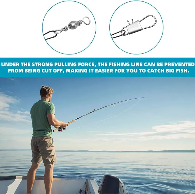 Benykyo Fishing Leaders with Swivels and Snaps，40 lb High Strength Wire Leader，Steel Fishing Leader Freshwater & Saltwater，Black