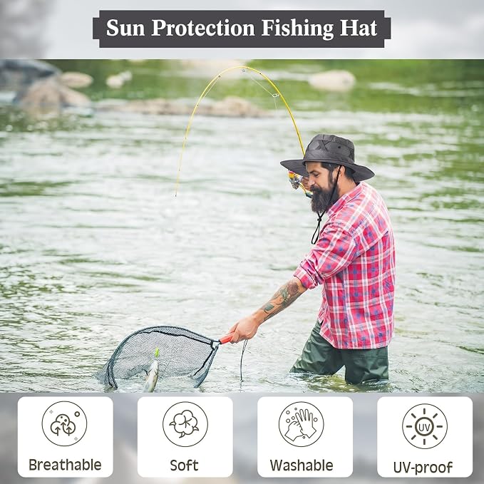 Xtinmee 10 Pcs Bucket Hat Bulk Safari Hat Wide Brim Boonie Hiking Fishing with Chin Strap for Women Men Adult Summer