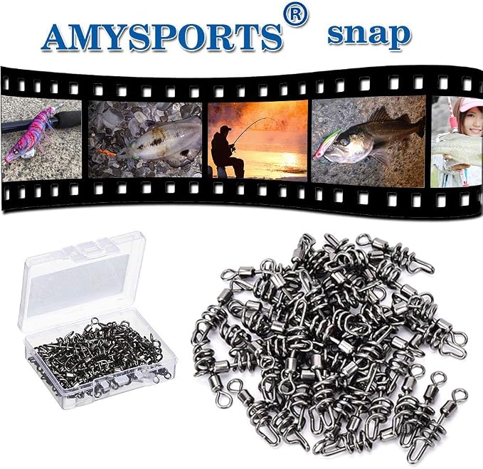AMYSPORTS Fishing swivels Corkscrew snap swivels Fishing Tackle swivels Saltwater Freshwater Leader Lure jigs line Connector
