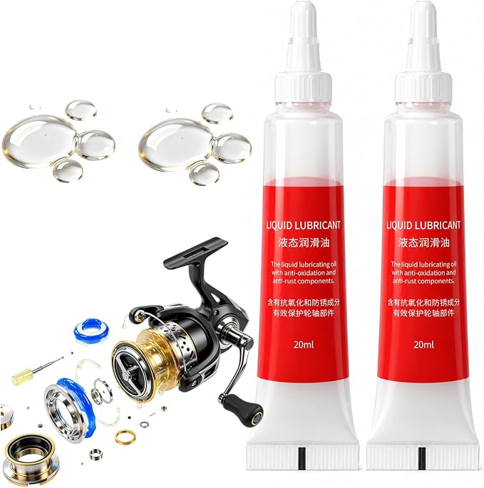 XIRUJNFD Fishing Reel Oil and Grease Kit, Bearing Lubricant and Gear Grease for Fishing Reels, Anti-Rust Reel Maintenance for Spinning, Baitcaster and Conventional Reels