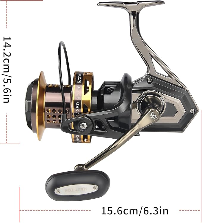 Big Game Surf Spinning Fishing Reel 8000/12000,20KG Drag Power Backlash-Free Bearings,Metal Reel Seat,Zinc Alloy Gear for Saltwater Inshore and Offshore Fishing