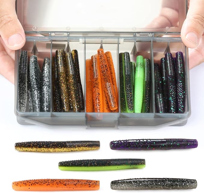 Ned Rig Baits Kit,TRD Soft Plastic Worms or Crawfish for Bass Fishing