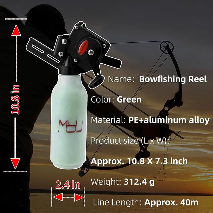 Archery Bow Fishing Reel Hunting Bow Fishing Reel 43 Yard Fishing Rope Used for Compound Bow and Recurve Bow