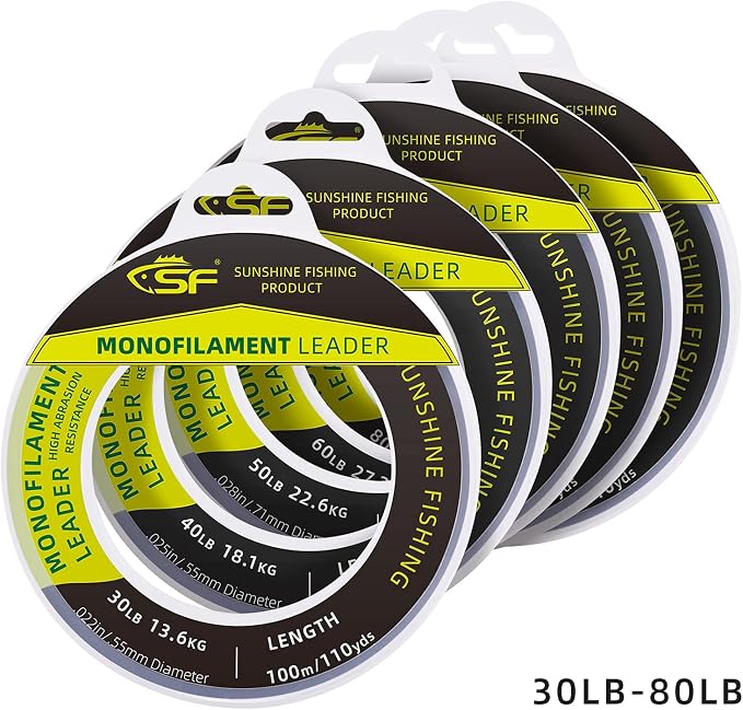 SF Monofilament Leader Line Mono Material Clear Monofilament Fishing Line 100M/500M for Saltwater 30LB to 400LB