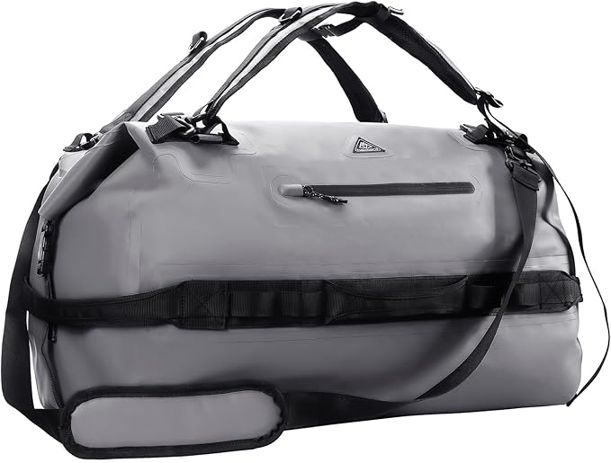 Haimont IPX7 Waterproof Roll-Top Dry Duffel Backpack | 60L/90L Sizes, 500D Tarpaulin, Welded Seams, Mesh Pockets, Boating & Kayaking